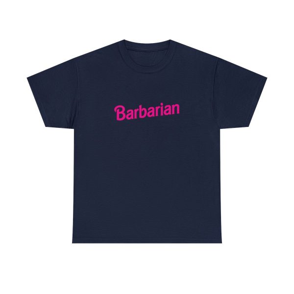 A barbie barbarian shirt, fun dungeons and dragons shirts, navy blue