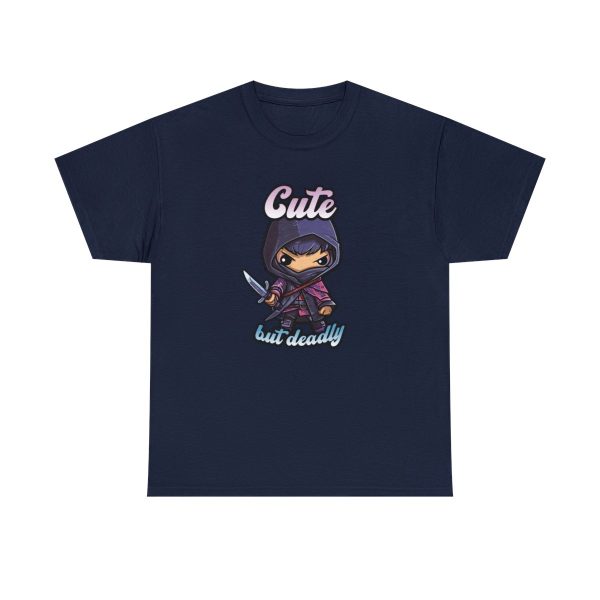 Tell the world you are Cute But Deadly with this navy blue rogue dnd shirt