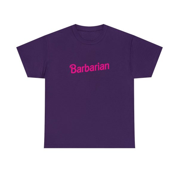 A barbie barbarian shirt, fun dungeons and dragons shirts, purple