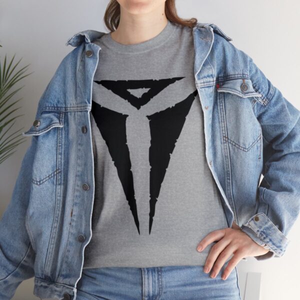 Asmodeus Symbol on Gray Shirt under Jean Jacket