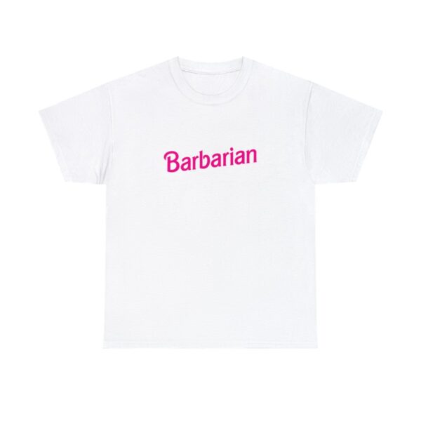 A barbie barbarian shirt, fun dungeons and dragons shirts, white