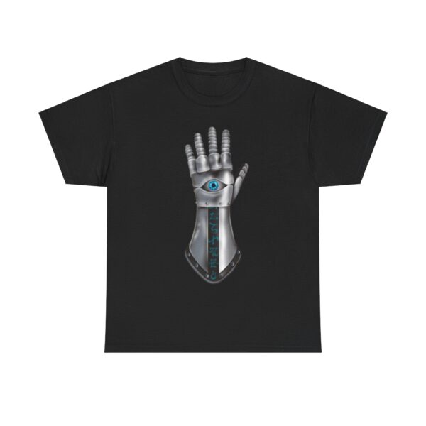Gauntlet with an Eye, the Symbol of Helm, on a black shirt