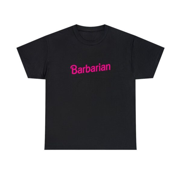 A barbie barbarian shirt, fun dungeons and dragons shirts, black