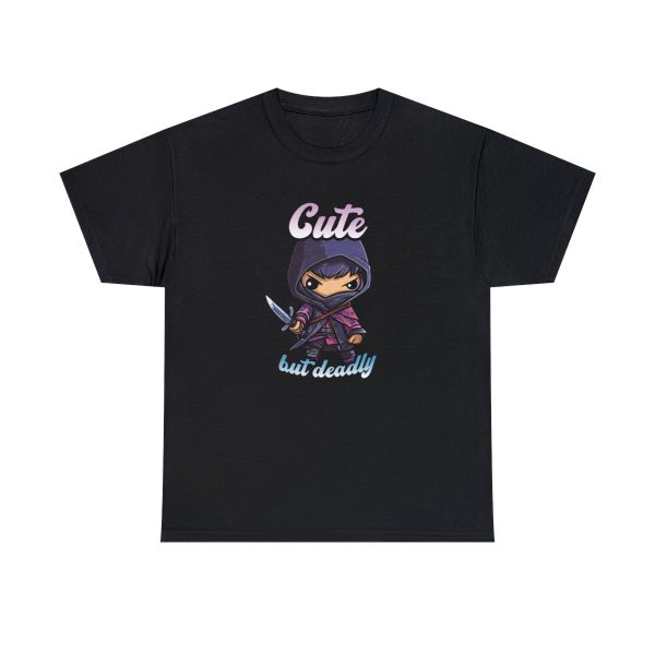 Tell the world you are Cute But Deadly with this black rogue dnd shirt