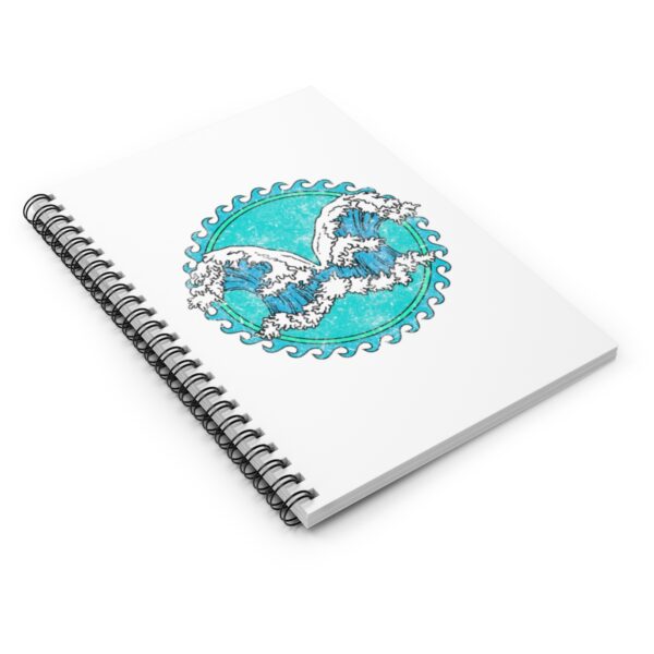 Spiral notebook with the symbol of Umberlee, two opposing waves, angled