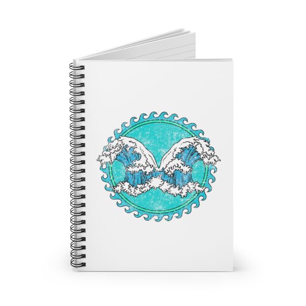 Spiral notebook with the symbol of Umberlee, two opposing waves, front open