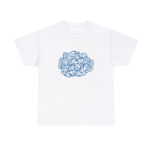 The symbol of akadi, goddess of elemental air - a cloud, on a white shirt