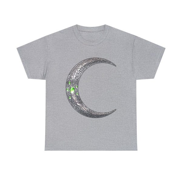 sport gray t-shirt with the symbol of Corellon Larethian, a silver crescent moon