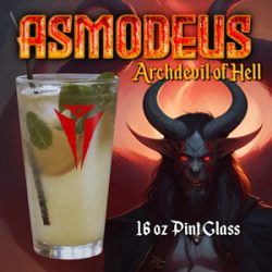 Glassware with the symbol of Asmodeus, the archdevil and the Prince of Hell