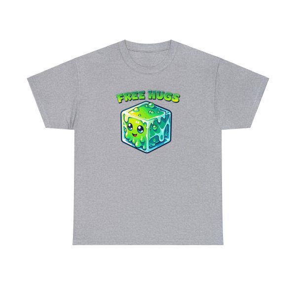 Free Hugs shirt, a hug from a gelatinous cube is forever, on a sport gray shirt