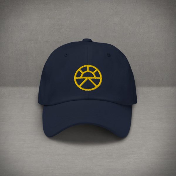The symbol of Lathander, the DnD deity of renewal, a rising sun, on a navy blue hat main
