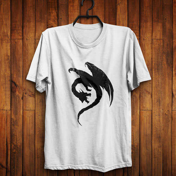 The symbol of the Uthgar Dragon Great Wyrn Tribe, on a white shirt hanging on wall