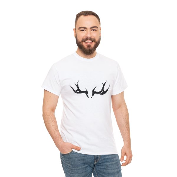 Uthgar Elk Horn symbol on a white shirt worn by a man