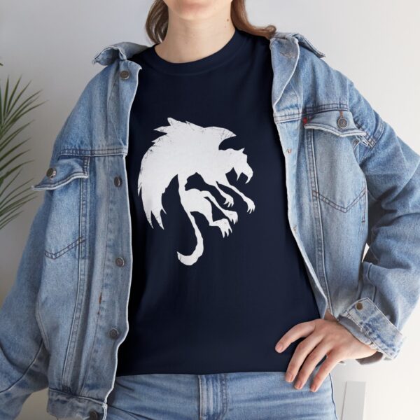Uthgar Griffon Tribe symbol, on a navy blue shirt under a jean jacket