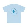 A shirt with the symbol of Aerdrie Faenya, a bird in a cloud. The goddess of air and freedom. Her symbol on a light blue shirt