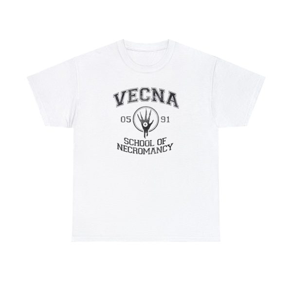 A weathered white shirt with the Vecna School of Necromancy