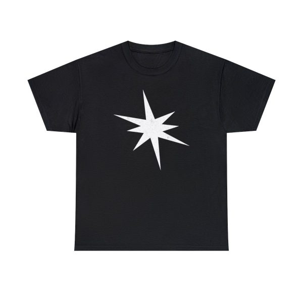 The star ray symbol of Erevan Ilesere, the elven god of mischief and rogue, on a black shirt