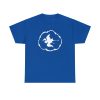 A shirt with the symbol of Aerdrie Faenya, a bird in a cloud. The goddess of air and freedom. Her symbol on a royal blue shirt