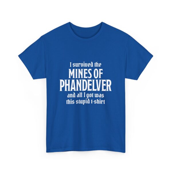 A royal blue D&D shirt telling people that you survived the Mines of Phandelver, a D&D module