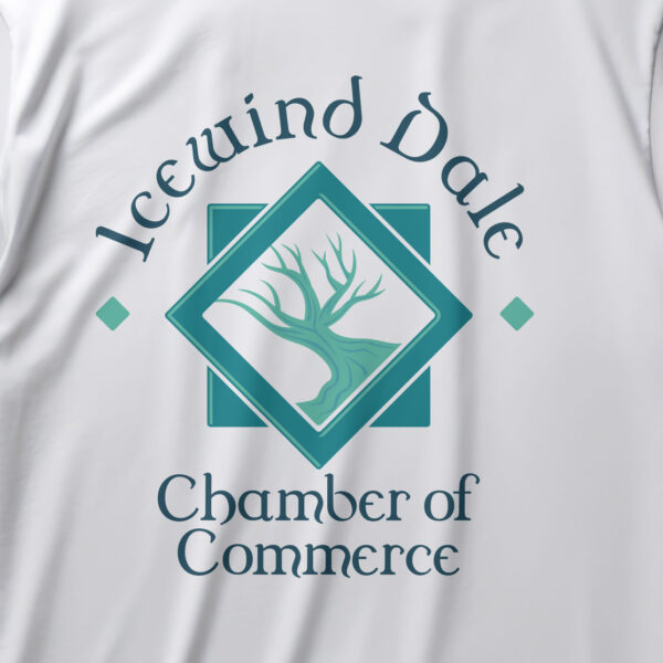 Icewind Dale Chamber of Commerce Shirt, closeup of design