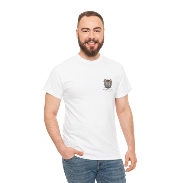 Baldur's Gate Chamber of Commerce Shirt - White shirt, front pocket, worn by man