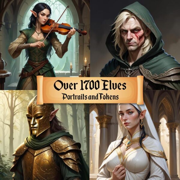 Elf Portraits and VTT Tokens for RPG games