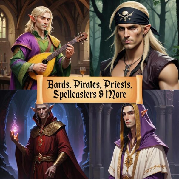 Elf Portraits and VTT Tokens for RPG games - Male Images