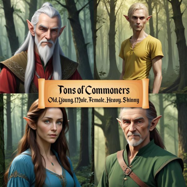 Elf Portraits and VTT Tokens for RPG games - Commoners