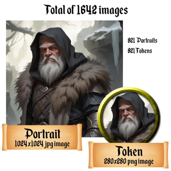 Dwarves fantasy art portraits and tokens Sizes