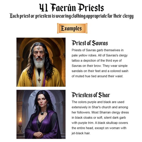 Humans fantasy art portraits and tokens - Priests