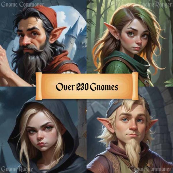 Over 230 Gnome portraits and tokens for D&D, RPG games, and VTTs