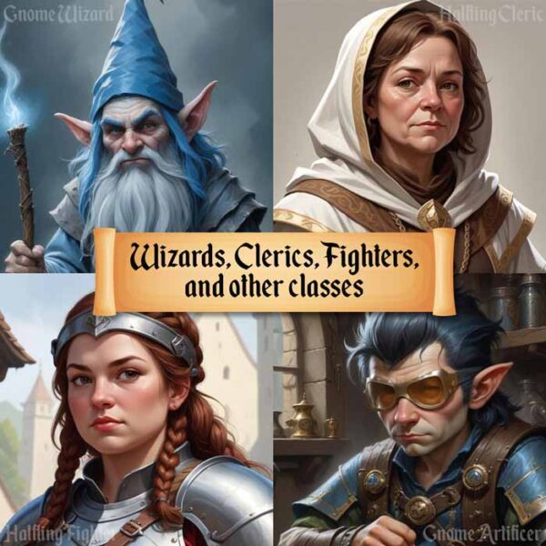 Gnome and Halfling portraits and tokens for D&D, RPG games, and VTTs - Classes and Professions