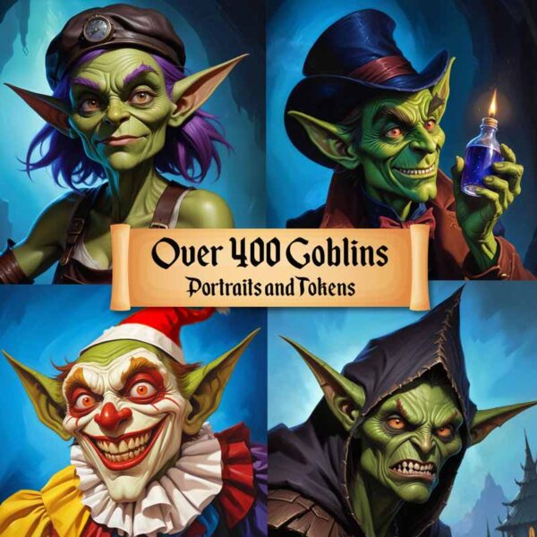 Goblin portraits and tokens for D&D, RPG games, and VTTs