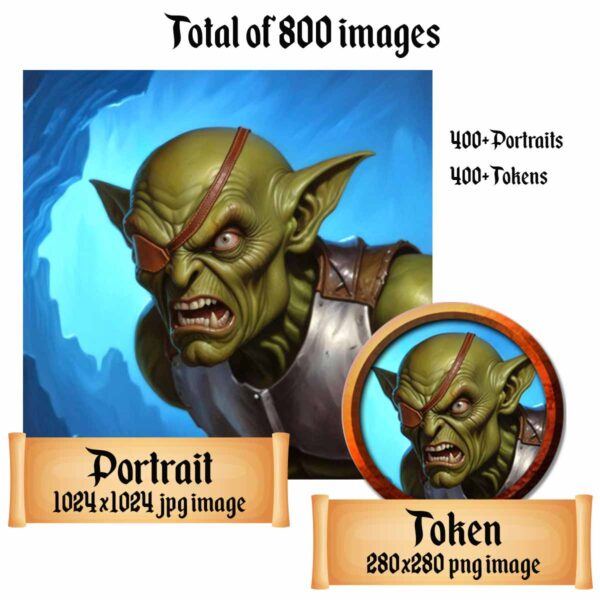 Goblin portraits and tokens images for D&D, RPG games, and VTTs