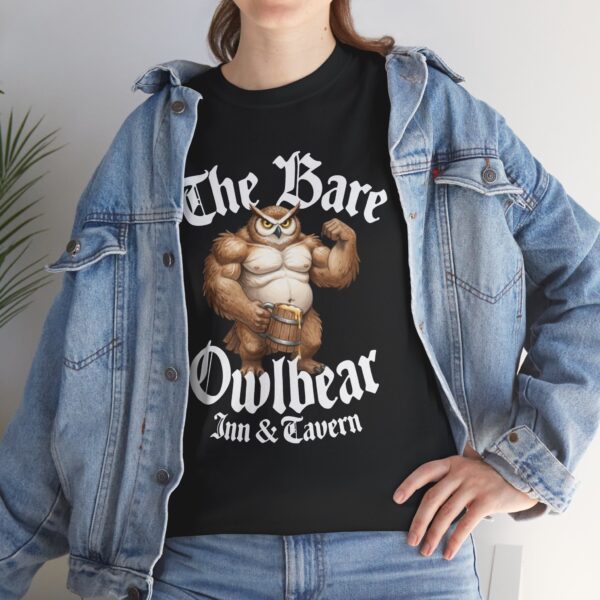 Bare Owlbear Tavern - Black Shirt - Jean Jacket Model